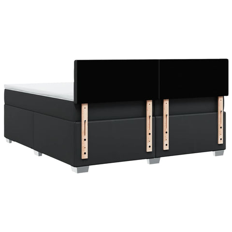 vidaXL Box Spring Bed with Mattress Black 200x200 cm Faux Leather