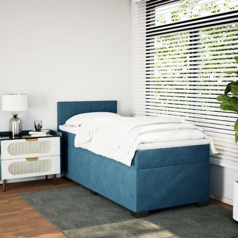 vidaXL Box Spring Bed with Mattress Dark Blue 80x200 cm Velvet