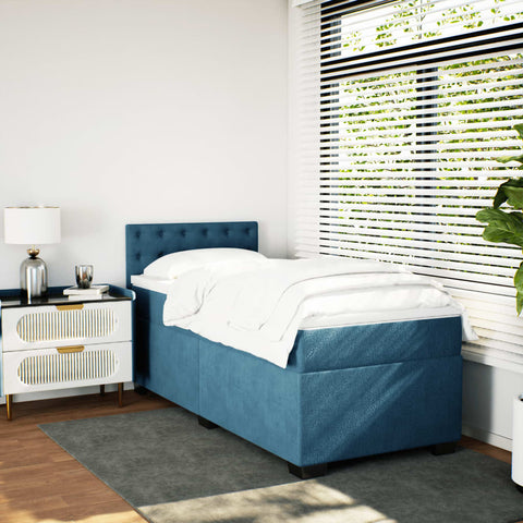 vidaXL Box Spring Bed with Mattress Dark Blue 80x200 cm Velvet