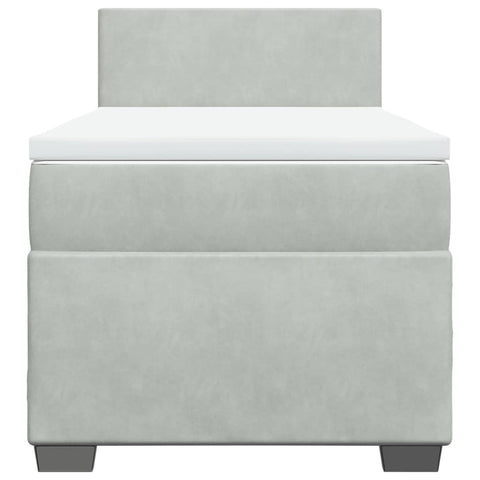 vidaXL Box Spring Bed with Mattress Light Grey 90x190 cm Velvet