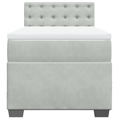 vidaXL Box Spring Bed with Mattress Light Grey 90x190 cm Velvet