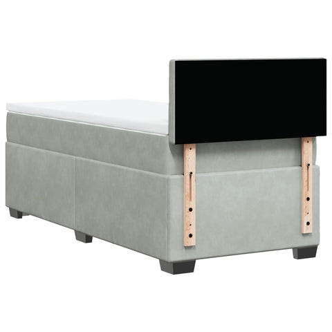 vidaXL Box Spring Bed with Mattress Light Grey 90x190 cm Velvet