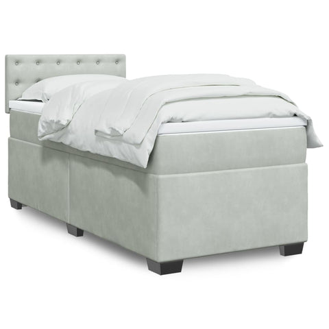 vidaXL Box Spring Bed with Mattress Light Grey 90x190 cm Velvet