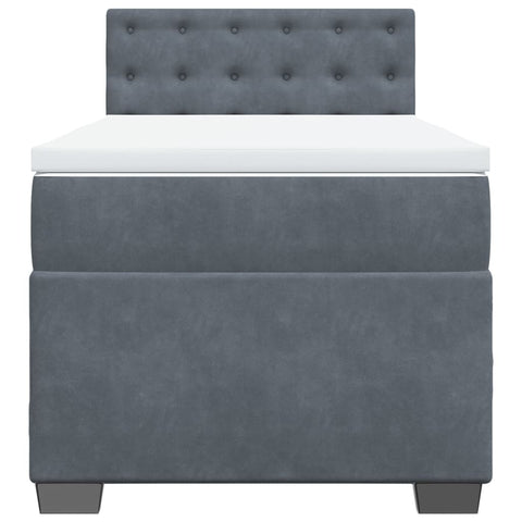 vidaXL Box Spring Bed with Mattress Dark Grey 90x190 cm Velvet