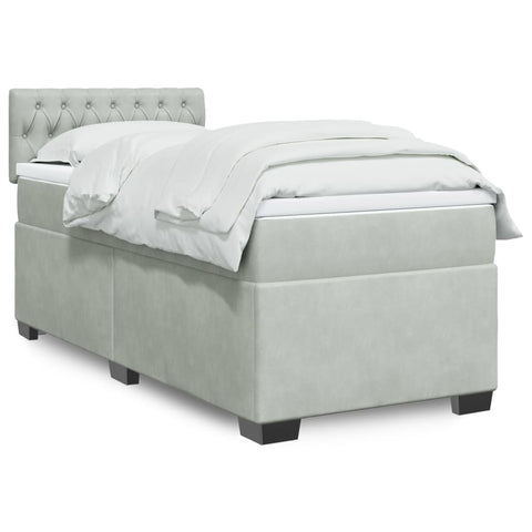vidaXL Box Spring Bed with Mattress Light Grey 90x190 cm Velvet
