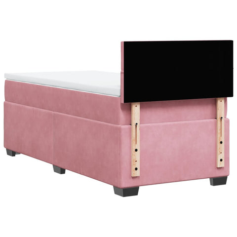 vidaXL Box Spring Bed with Mattress Pink 90x190 cm Velvet