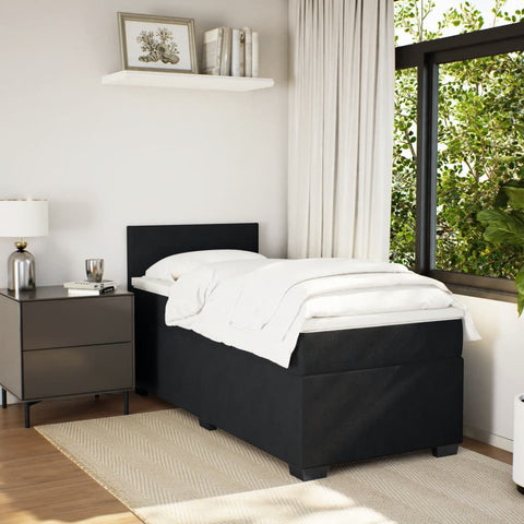 vidaXL Box Spring Bed with Mattress Black 90x200 cm Velvet