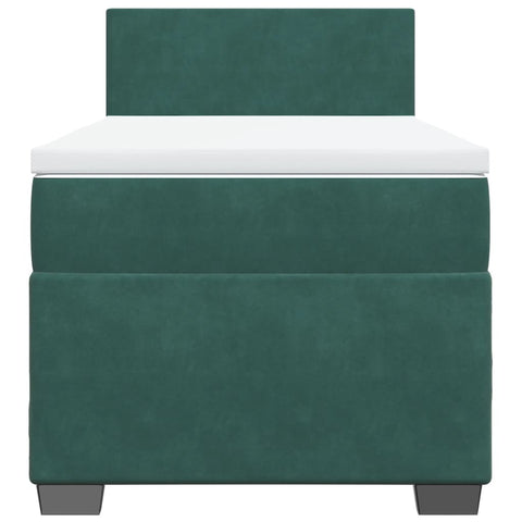 vidaXL Box Spring Bed with Mattress Dark Green 90x200 cm Velvet