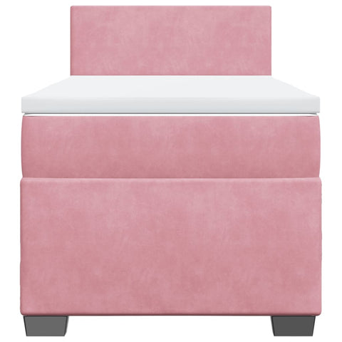 vidaXL Box Spring Bed with Mattress Pink 90x200 cm Velvet