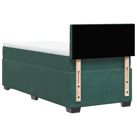 vidaXL Box Spring Bed with Mattress Dark Green 90x200 cm Velvet