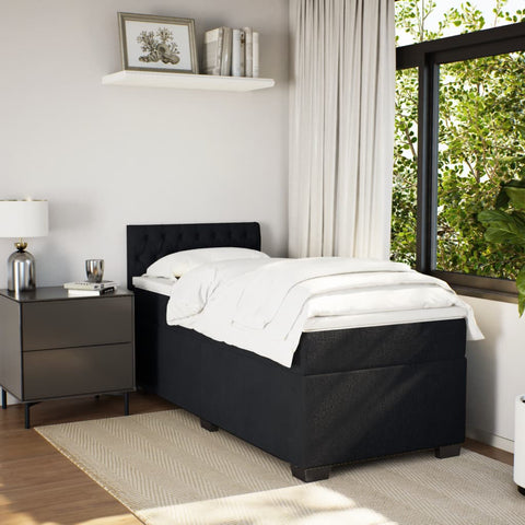 vidaXL Box Spring Bed with Mattress Black 90x200 cm Velvet