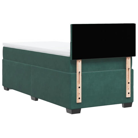vidaXL Box Spring Bed with Mattress Dark Green 90x200 cm Velvet