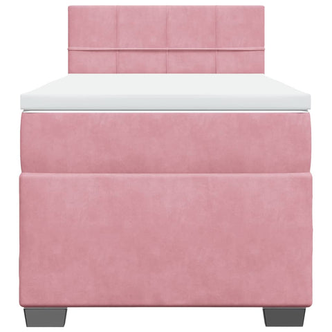 vidaXL Box Spring Bed with Mattress Pink 90x200 cm Velvet