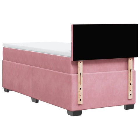 vidaXL Box Spring Bed with Mattress Pink 90x200 cm Velvet