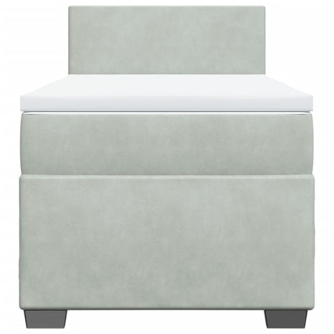 vidaXL Box Spring Bed with Mattress Light Grey 100x200 cm Velvet
