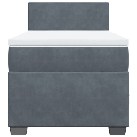 vidaXL Box Spring Bed with Mattress Dark Grey 100x200 cm Velvet