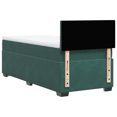 vidaXL Box Spring Bed with Mattress Dark Green 100x200 cm Velvet