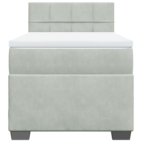 vidaXL Box Spring Bed with Mattress Light Grey 100x200 cm Velvet