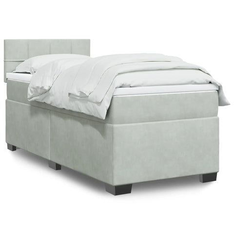 vidaXL Box Spring Bed with Mattress Light Grey 100x200 cm Velvet