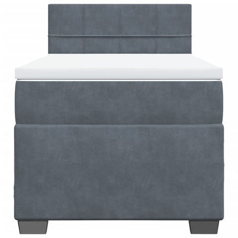 vidaXL Box Spring Bed with Mattress Dark Grey 100x200 cm Velvet