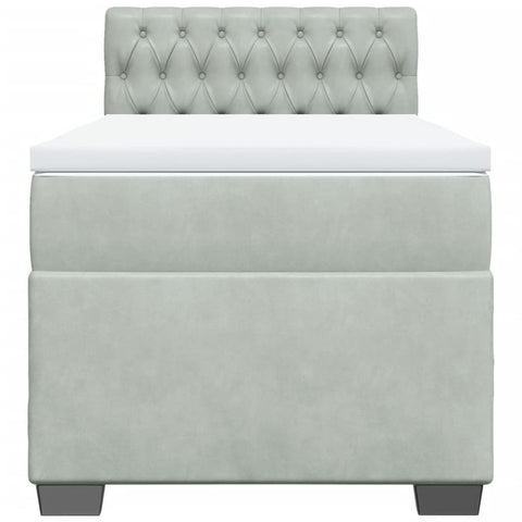 vidaXL Box Spring Bed with Mattress Light Grey 100x200 cm Velvet