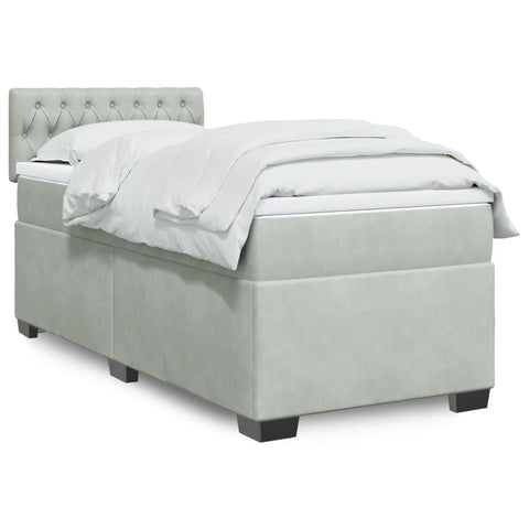 vidaXL Box Spring Bed with Mattress Light Grey 100x200 cm Velvet