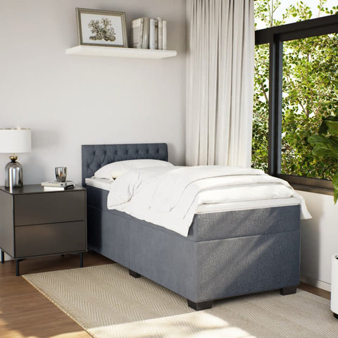 vidaXL Box Spring Bed with Mattress Dark Grey 100x200 cm Velvet