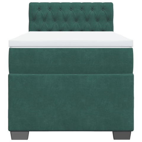 vidaXL Box Spring Bed with Mattress Dark Green 100x200 cm Velvet