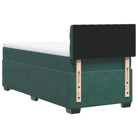 vidaXL Box Spring Bed with Mattress Dark Green 100x200 cm Velvet