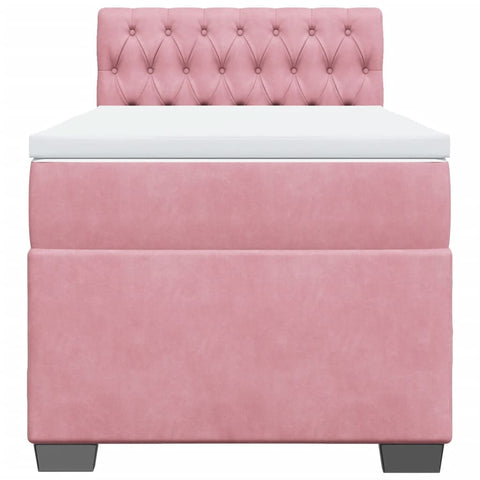 vidaXL Box Spring Bed with Mattress Pink 100x200 cm Velvet