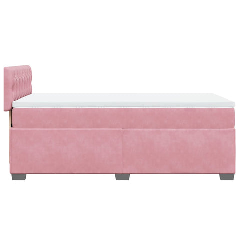 vidaXL Box Spring Bed with Mattress Pink 100x200 cm Velvet