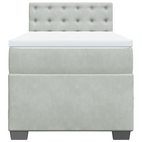 vidaXL Box Spring Bed with Mattress Light Grey 100x200 cm Velvet