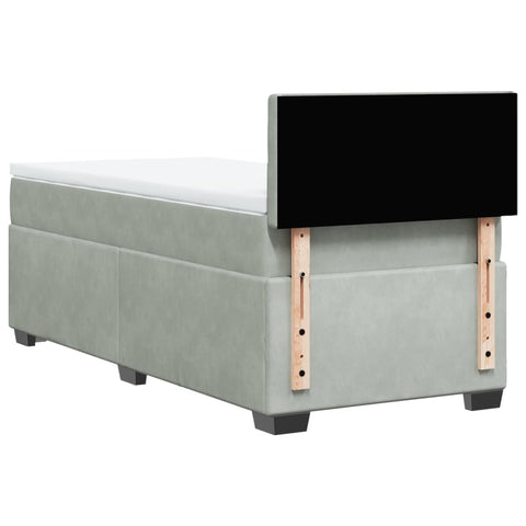 vidaXL Box Spring Bed with Mattress Light Grey 100x200 cm Velvet