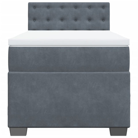 vidaXL Box Spring Bed with Mattress Dark Grey 100x200 cm Velvet