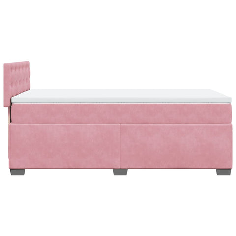 vidaXL Box Spring Bed with Mattress Pink 100x200 cm Velvet