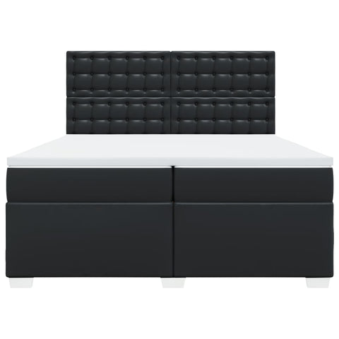 vidaXL Box Spring Bed with Mattress Black 200x200 cm Faux Leather