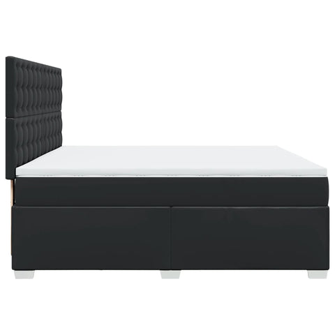 vidaXL Box Spring Bed with Mattress Black 200x200 cm Faux Leather