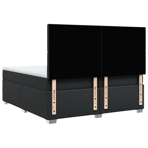 vidaXL Box Spring Bed with Mattress Black 200x200 cm Faux Leather