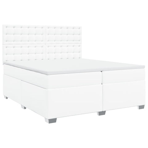 vidaXL Box Spring Bed with Mattress White 200x200 cm Faux Leather