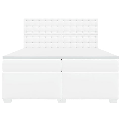 vidaXL Box Spring Bed with Mattress White 200x200 cm Faux Leather