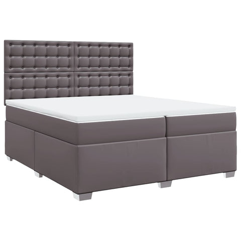 vidaXL Box Spring Bed with Mattress Grey 200x200 cm Faux Leather
