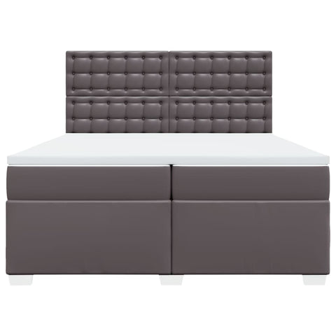 vidaXL Box Spring Bed with Mattress Grey 200x200 cm Faux Leather