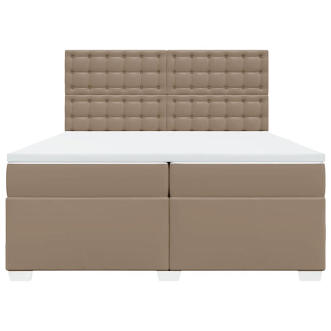 vidaXL Box Spring Bed with Mattress Cappuccino 200x200 cm Faux Leather