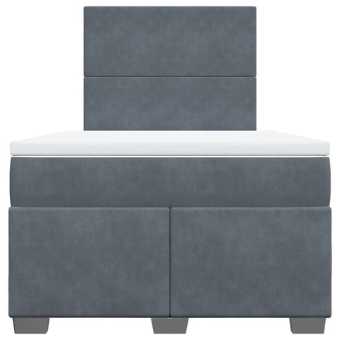 vidaXL Box Spring Bed with Mattress Dark Grey 120x190 cm Small Double Velvet