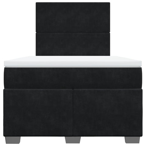 vidaXL Box Spring Bed with Mattress Black 120x190 cm Small Double Velvet