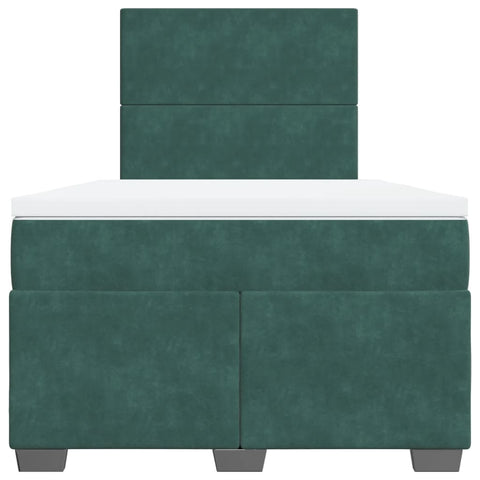 vidaXL Box Spring Bed with Mattress Dark Green 120x190 cm Small Double Velvet