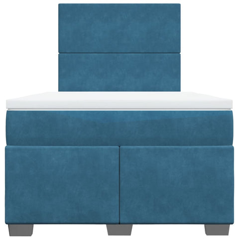 vidaXL Box Spring Bed with Mattress Blue 120x190 cm Small Double Velvet
