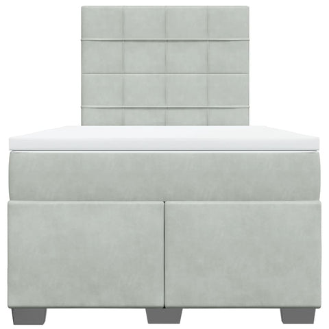 vidaXL Box Spring Bed with Mattress Light Grey 120x190 cm Small Double Velvet