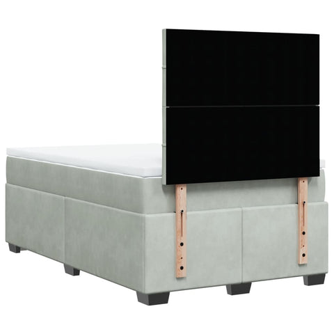 vidaXL Box Spring Bed with Mattress Light Grey 120x190 cm Small Double Velvet