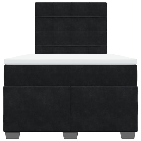 vidaXL Box Spring Bed with Mattress Black 120x190 cm Small Double Velvet